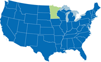US Map Highlighting MN